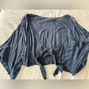 Lucky Brand Navy Top with Embroidered Details